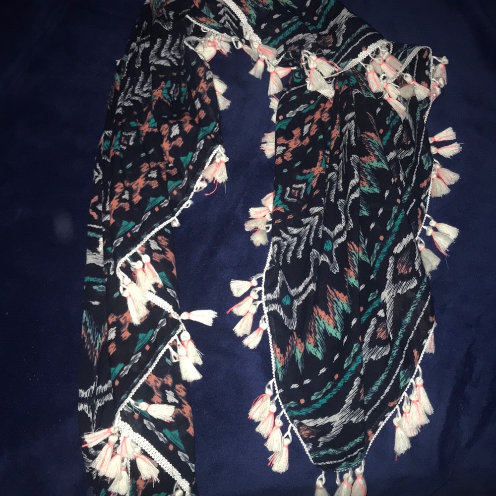 Blue tribal print scarf